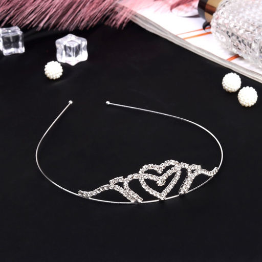 Диадема для волос «Сильва», сердце нежность, 9×2.5 см, серебро