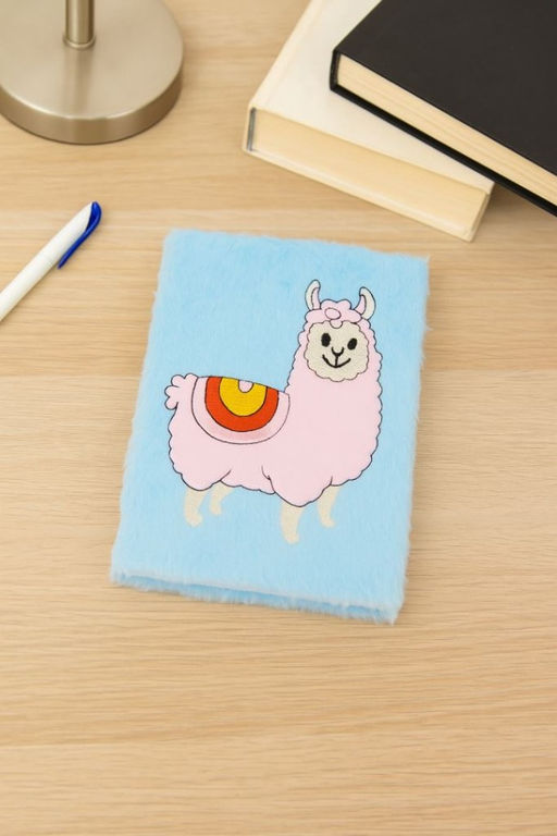 Блокнот плюшевый Smiling lama, blue, 21,5х15 см, плотность 70 гр.