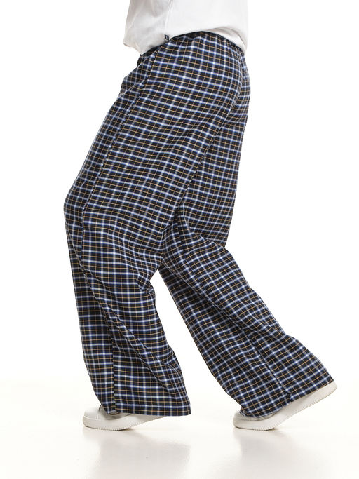 Брюки палаццо спортивные штаны для девочки одежда в клетку UD 7942(5170) т.синяя/белая клетка - Mini maxi фото 11