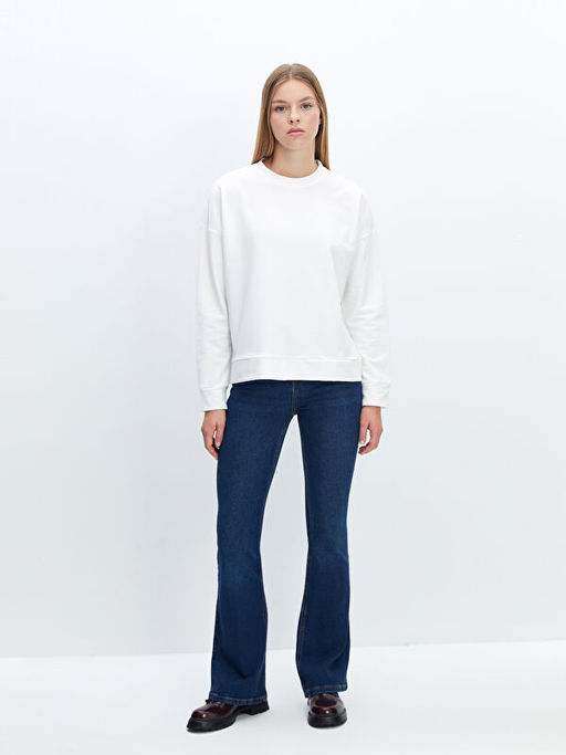 Bisiklet Yaka Oversize Kad?n Sweatshirt