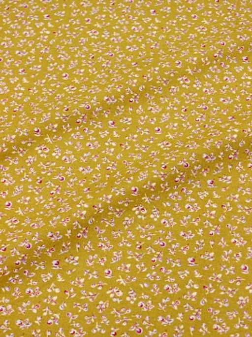 Теплый хлопок Брусника на горчичном, ш.1.45м, хлопок-100%, 150гр/м.кв