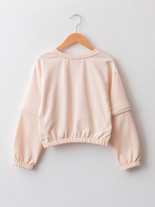 Bisiklet Yaka Bask?l? Uzun Kollu K?z ?ocuk Sweatshirt - Waikiki фото 2