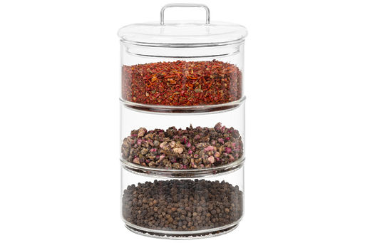Банка д/хранения 3-х секционная 400 мл 11,5*11,5*20 см "Crystal glass" + стеклянная крышка, стекло