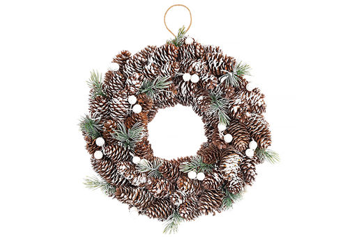 Новогоднее украшение венок 35*35*8 см Снежный лес круг - Elan gallery фото 7