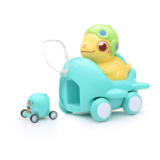 Самолет с динозавриком, катапультирующий маленькую машинку, в коробке