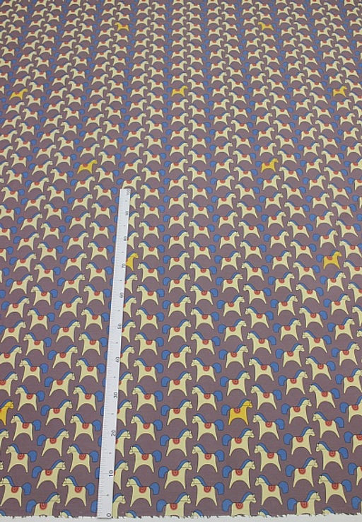 Сатин Деревянная лошадка цв.лилово-коричневый, ш.2.35м, хлопок-100%, 110гр/м.кв - Купава фото 3