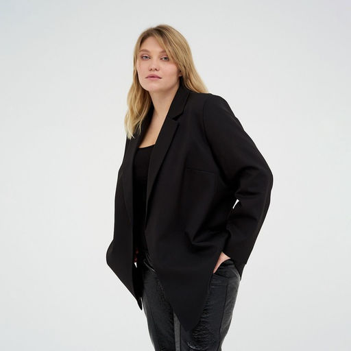 Пиджак женский с поясом MIST plus-size, размер 54, цвет чёрный