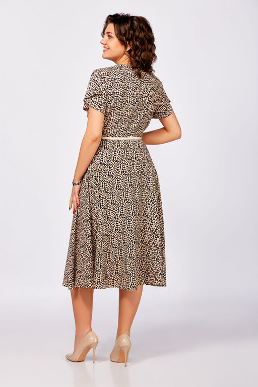 Платье Swallow 836 бежевые камушки на чёрном фото 3