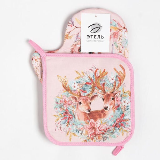 Набор кухонный Сказочные звери варежка-прихватка 20х28см, прихватка 19х19см,100%хл - Этель фото 2