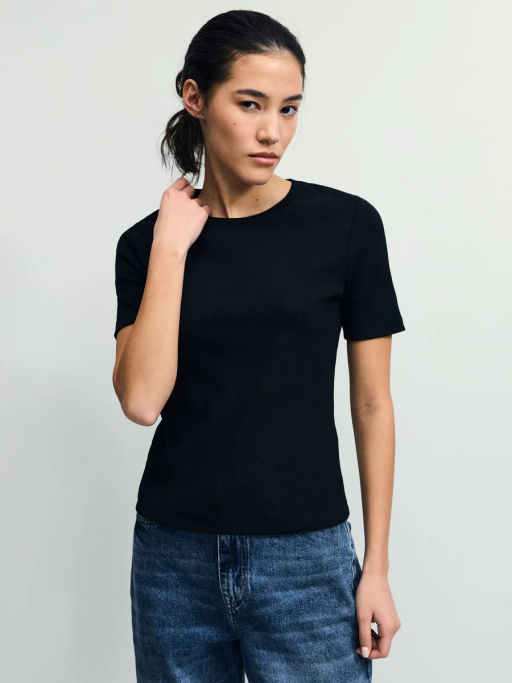 Базовая футболка в рубчик / Zarina  фото 4