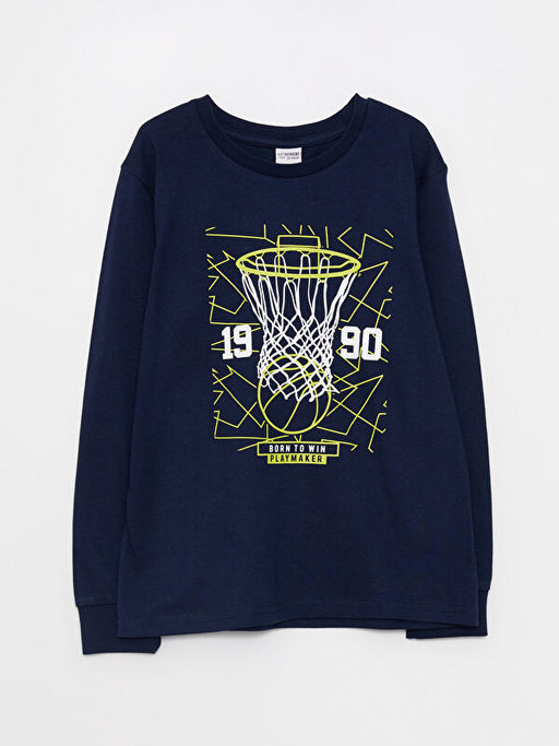 Bisiklet Yaka Bask?l? Uzun Kollu Erkek ?ocuk Ti??rt ve E?ofman Alt? - Waikiki фото 2