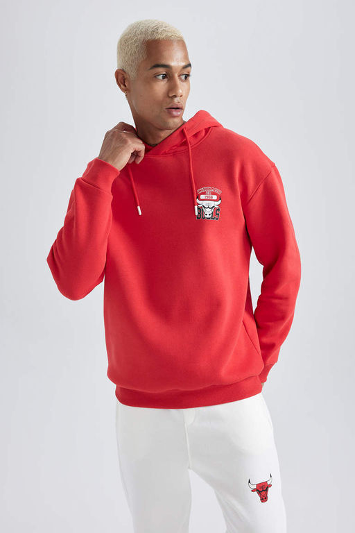 DeFactoFit Толстовка свободного покроя с капюшоном NBA Chicago Bulls  фото 4