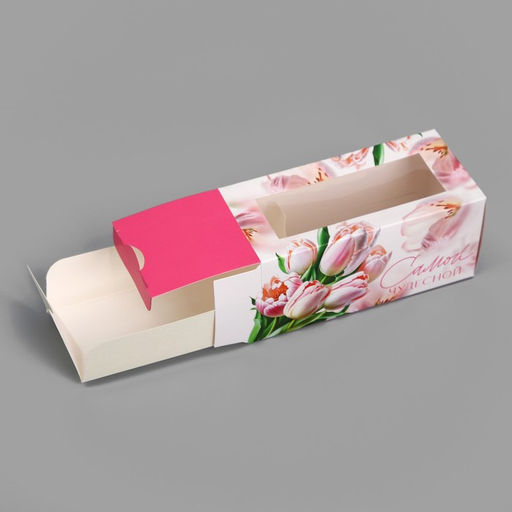 Цена за 5 шт. Коробка для макарун, кондитерская упаковка «Самой чудесной тюльпаны», 12 х 5.5 х 5.5 см