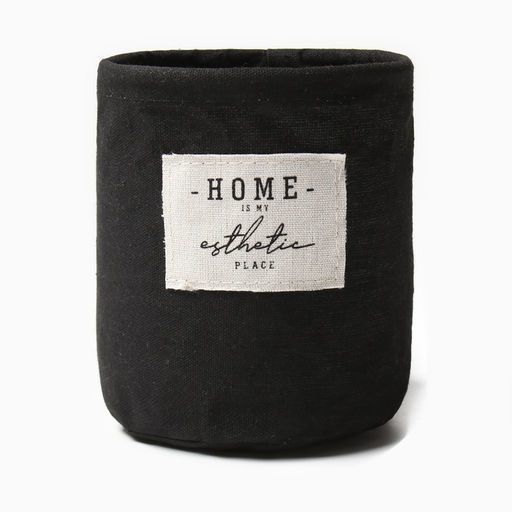 Текстильная корзинка Этель HOME, чёрная, 14×13 см, 50% хлопок, 50% п/э