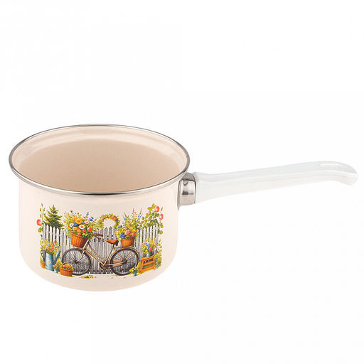 "Романтика" Ковш эмалированная 1,5л, форма цилиндрическая, металлическая крышка (Россия)