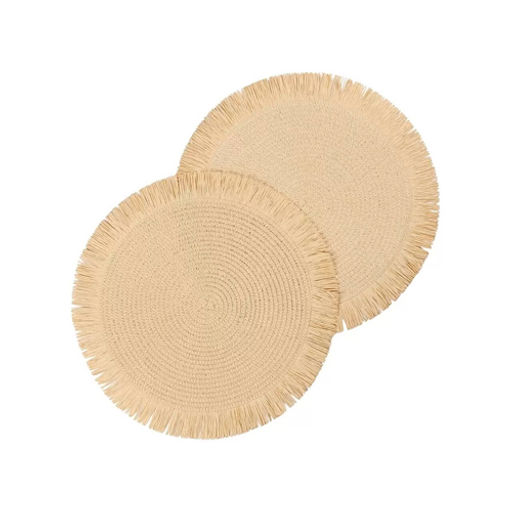 Салфетка сервировочная полимер, 38 см, круглая, бахрома, Y4-9666 (503143)