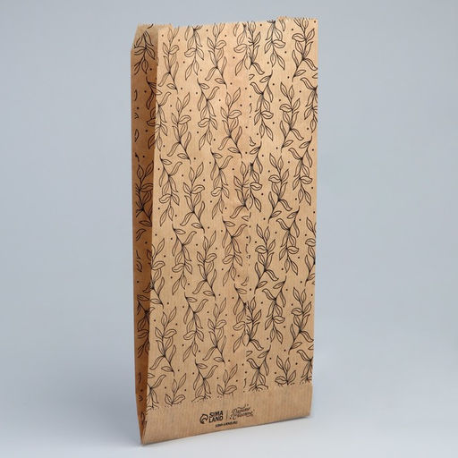 Цена за 50 шт. Пакет бумажный фасовочный, упаковка, крафт, «Ветки» 14 х 30 х 6 см без окна