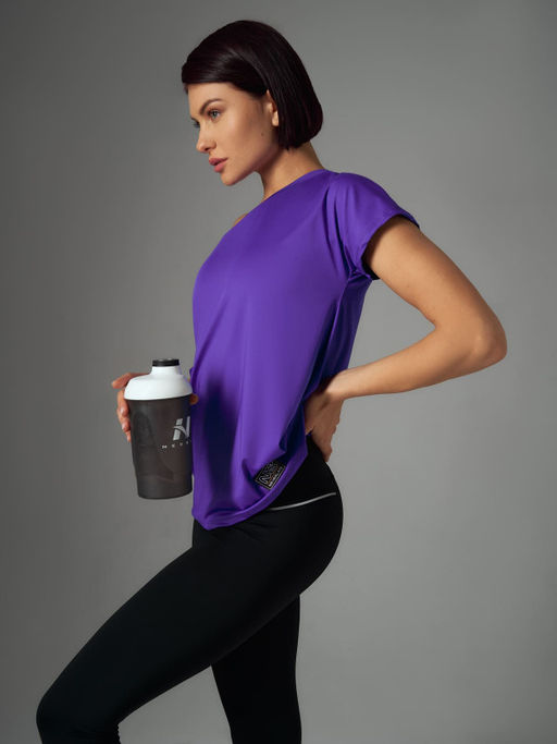 Футболка свободного силуэта удлиненная на одно плечо - NEVERLATE фото 3