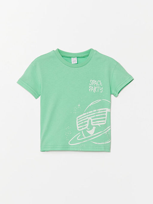 Bisiklet Yaka K?sa Kollu Bask?l? Erkek Bebek Ti??rt