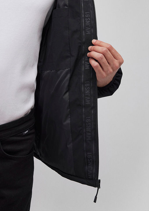 Kapusonlu Siyah Sisme Mont - Mavi фото 7