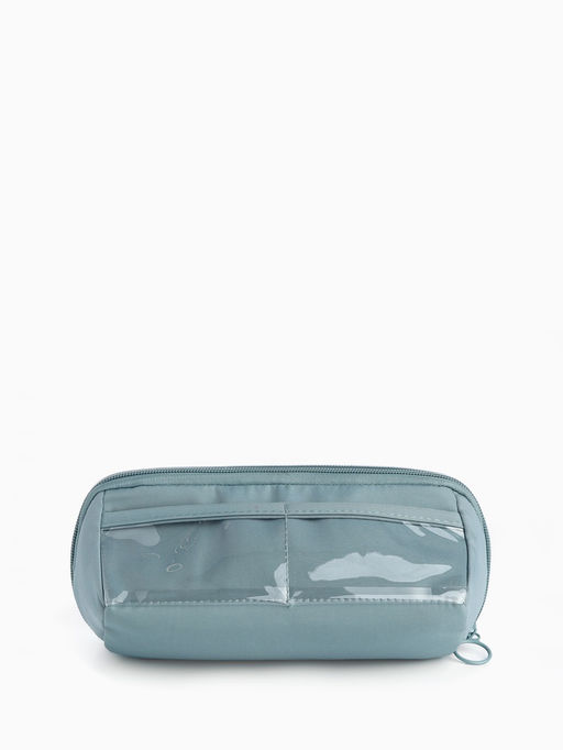 Косметичка на молнии, маленькая, с отделами, серо-голубая