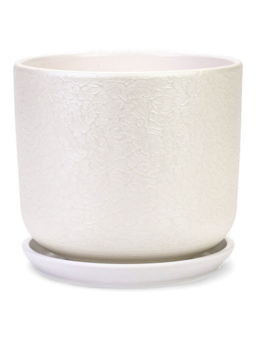 Горшок цветочный с поддоном 5,4 л, d22/h19 см белый керамика, "Перл" (М)