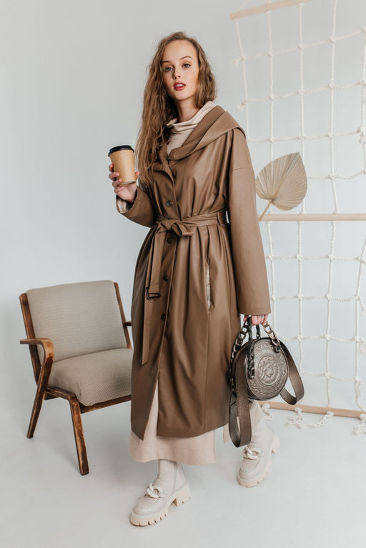 Плащ AMORI 2137 кофейный  фото 5