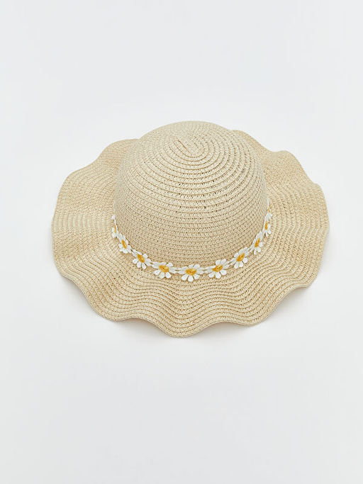 ?i?ek Desenli Has?r K?z ?ocuk ?apka