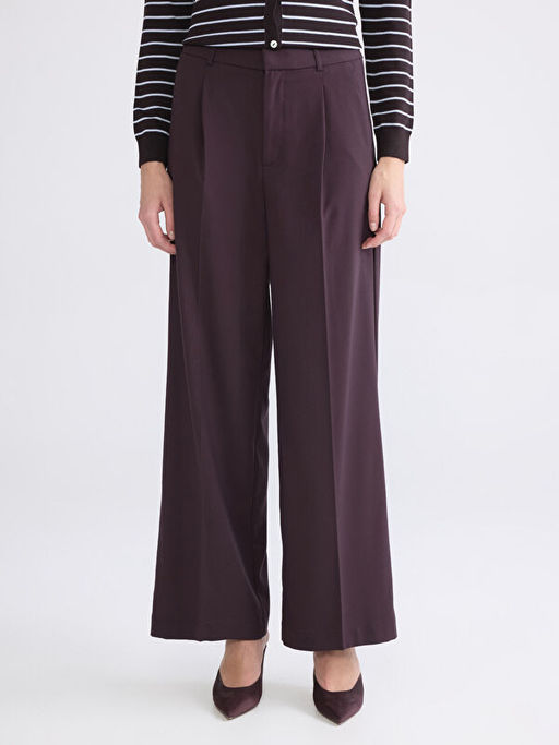 Loose Fit Geni? Pa?a Kad?n Pileli Pantolon