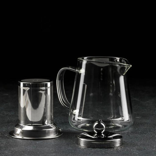 Чайник стеклянный заварочный с металлическим ситом «Квадро», 350 мл