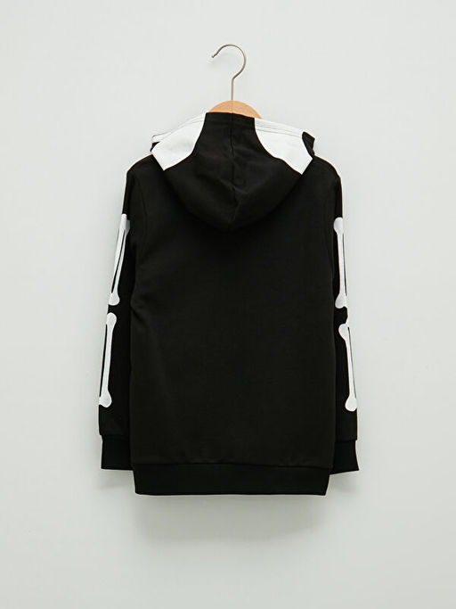 Kap??onlu Bask?l? Uzun Kollu Erkek ?ocuk Sweatshirt ve E?ofman Alt? - Waikiki фото 3