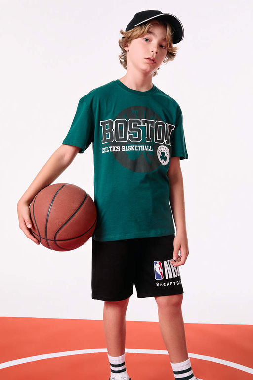 Футболка с короткими рукавами и круглым вырезом NBA Boston Celtics для мальчиков - Defacto фото 3