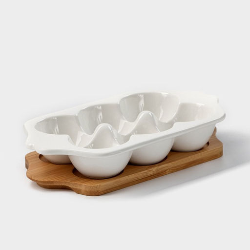 Подставка для яиц 6 ячеек Bella Tenero, 19.2?11?3.6 см, фарфор, белая