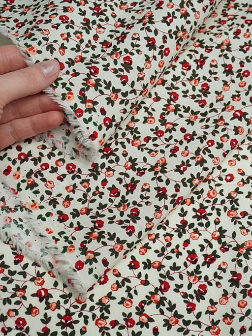 Импорт. хлопок Кукольная нежность цв.молочный, ш.1.45м, хлопок-100%, 100гр/м.кв - Купава фото 5