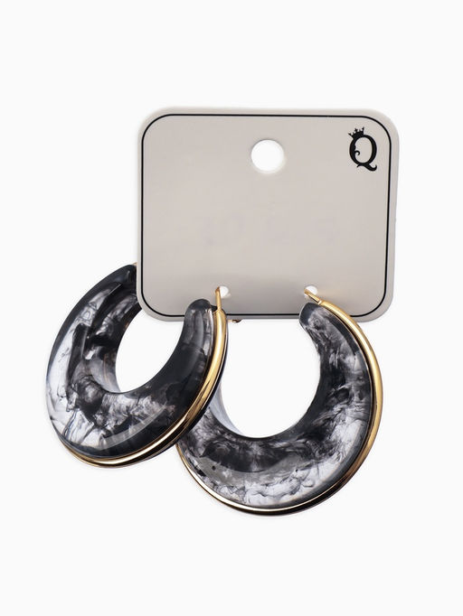 Серьги-кольца акрил «Тренд», чёрные в золоте