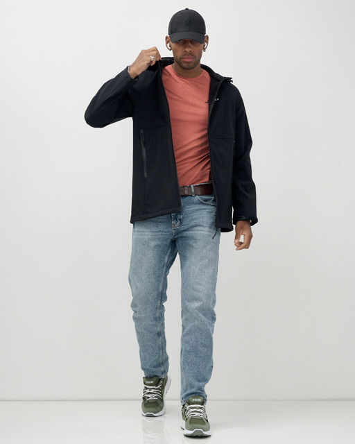 Ветровка спортивная мужская с капюшоном softshell черного цвета 9563Ch - Mtforce фото 16