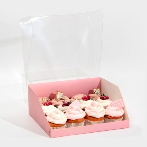 Цена за 5 шт. Коробка для кондитерских изделий с PVC-крышкой Розовый, 25 х 22,5 х 10 см - Дарите счастье фото 3