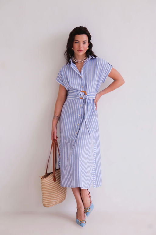 Martichelli Платье-рубашка в голубую полоску  фото 15