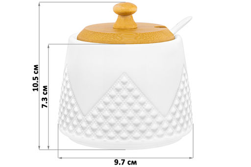 Сахарница 350 мл 9,7*9,7*10,5 см Ромбики + ложка + дер. крышка. - Elan gallery фото 3