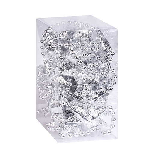 Бусы новогодние "Серебряные" со звёздами (3,5м)