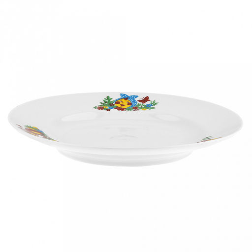 Тарелка мелкая фарфоровая "Веселый Колобок" д200мм, h25мм, гладкий край (Россия)