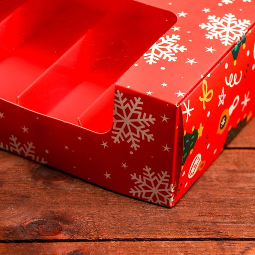 Коробка под 5 эклеров с вкладышами «С Новым годом!», 25×15×6.5 см, кондитерская упаковка