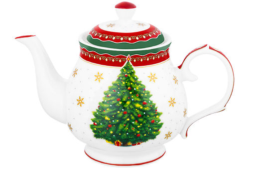 Чайник 380 мл 17*10*12 см Новогодняя елка красный узор NEW BONE CHINA - Elan gallery фото 15