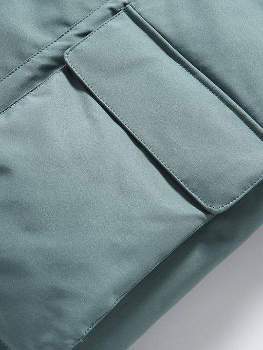 Куртка парка зимняя подростковая для мальчика с капюшоном и мехом цвета хаки 9447Kh