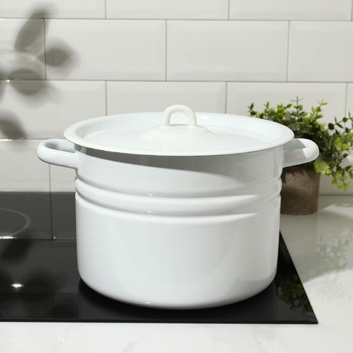 Цена за 2 шт. Кастрюля эмалированная, 8 л, d=25.5 см, с крышкой, без деколи, белая