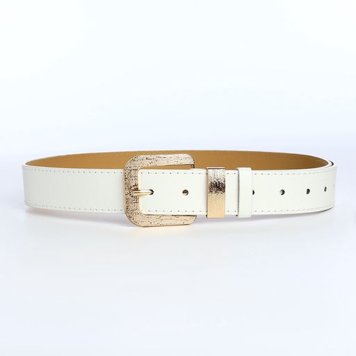Ремень женский с винтом, 110×3 см, пряжка металл, золотистая, белый