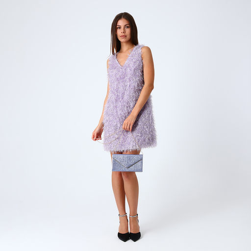 Сумка-клатч женская вечерняя на магните, на золотистой цепочке, мерцающая, светло-синяя