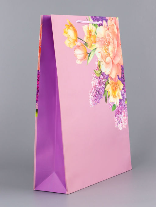 Цена за 2 шт. Пакет подарочный ламинированный вертикальный Палитра лепестков, 33?42.5?10 см