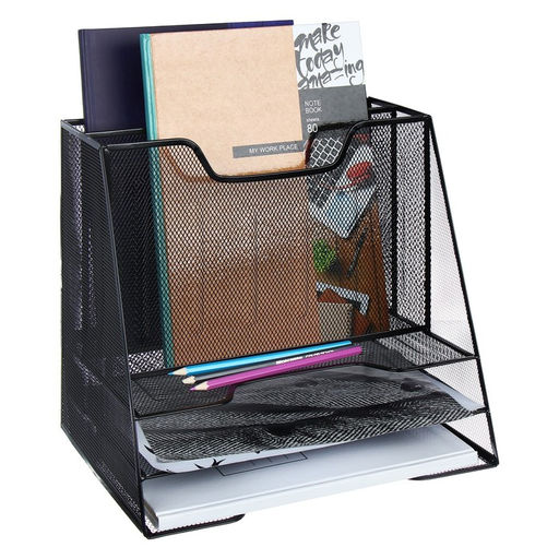 Лоток для бумаг металлическая сетка, 5 отделений, чёрный
