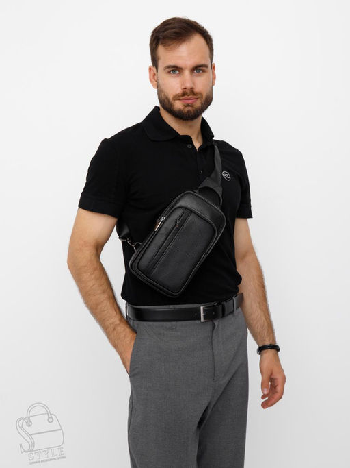 Рюкзак мужской кожаный 1102H black Heanbag в Новосибирске